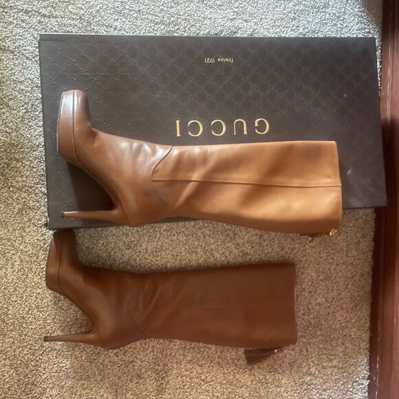 Gucci Nut Brown, Bamboo Betty Tassel Boots Sz 36.5 - Picture 1 of 3